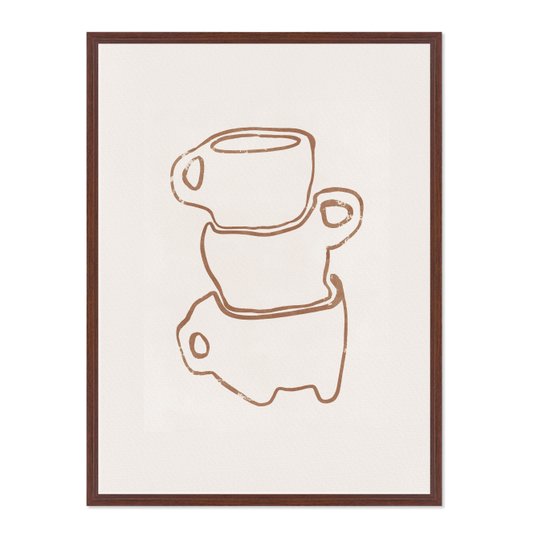 Quadro Em Tela Canvas Canecas De Café Assimétricas Estilo Japandi