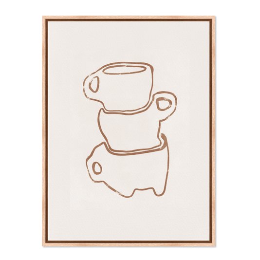 Quadro Em Tela Canvas Canecas De Café Assimétricas Estilo Japandi