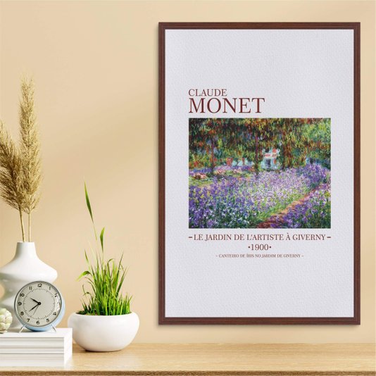 Quadro em Tela Canvas Canteiro de Íris no Jardim em Giverny de Claude Monet