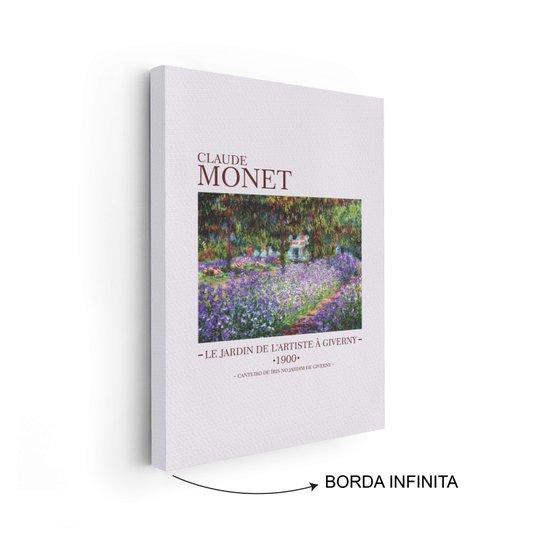 Quadro em Tela Canvas Canteiro de Íris no Jardim em Giverny de Claude Monet