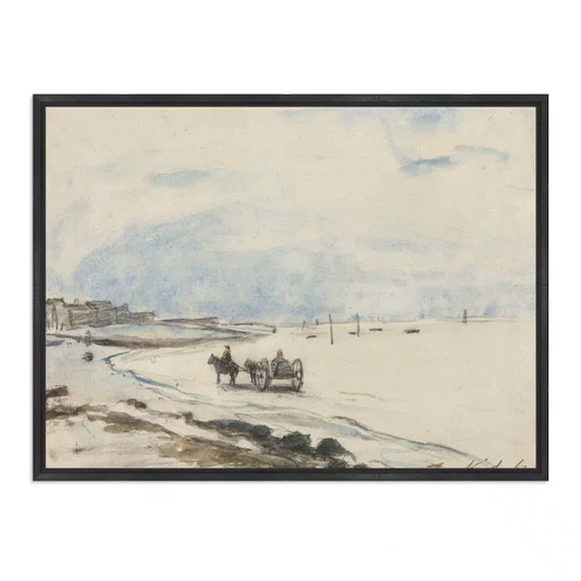 Quadro Em Tela Canvas "Carrinho na Praia de Etretat" de Johan Barthold Jongkind