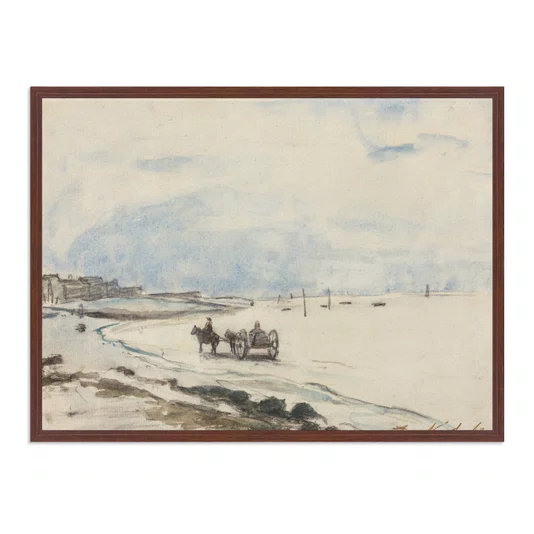 Quadro Em Tela Canvas "Carrinho na Praia de Etretat" de Johan Barthold Jongkind