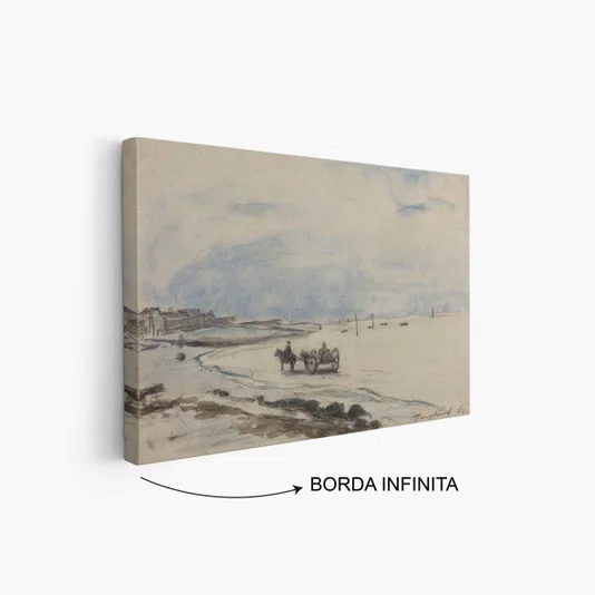 Quadro Em Tela Canvas "Carrinho na Praia de Etretat" de Johan Barthold Jongkind