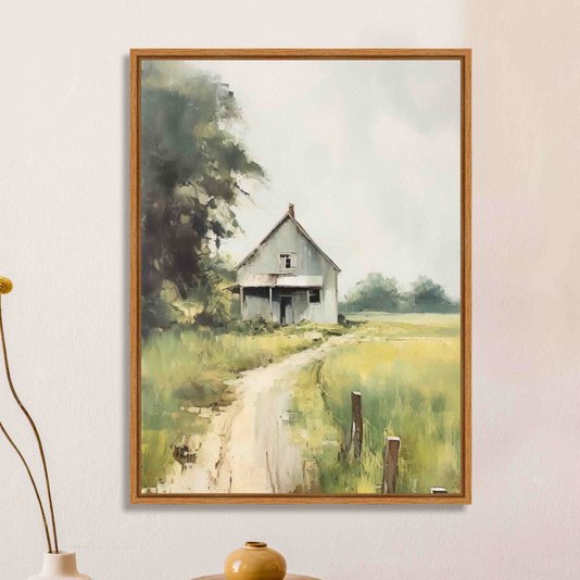 Quadro Em Tela Canvas Casa no Campo Vintage Farmhouse
