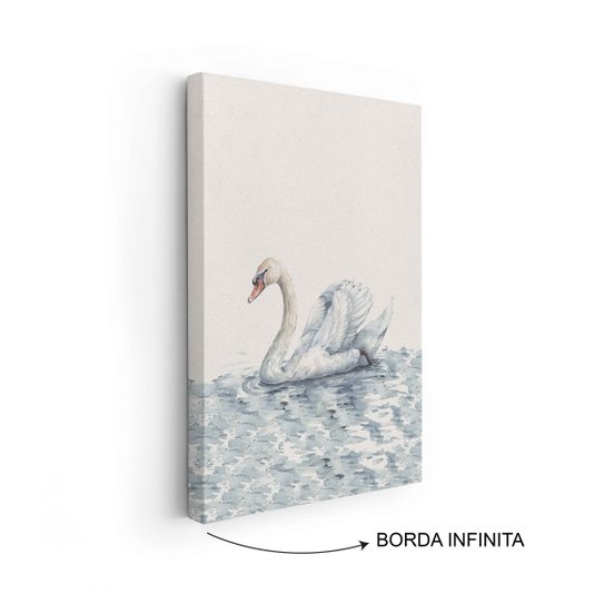 Quadro Em Tela Canvas Cisne No Lago Vintage Farmhouse
