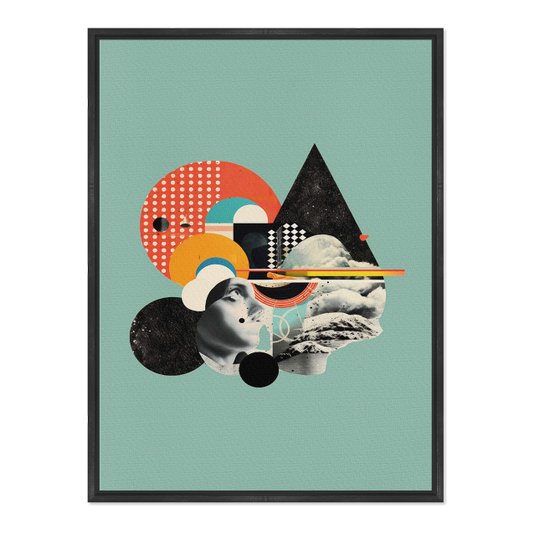 Quadro em Tela Canvas Colagem Abstrata Com Formas Geométricas