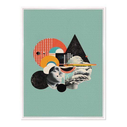 Quadro em Tela Canvas Colagem Abstrata Com Formas Geométricas