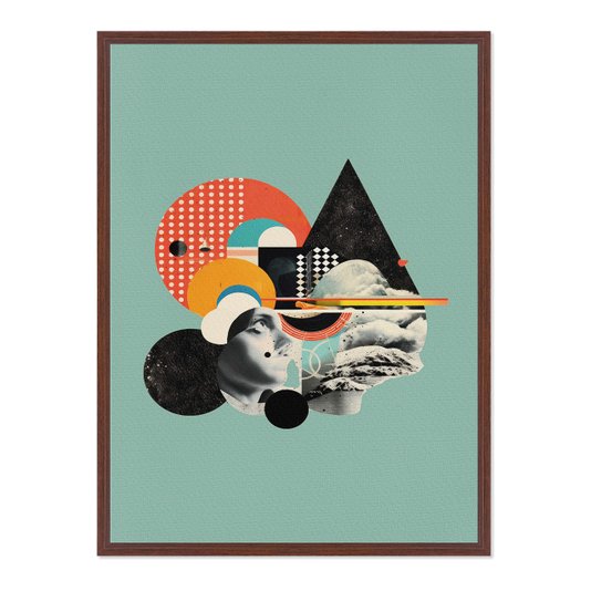 Quadro em Tela Canvas Colagem Abstrata Com Formas Geométricas