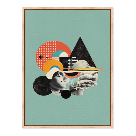 Quadro em Tela Canvas Colagem Abstrata Com Formas Geométricas
