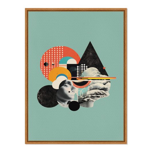 Quadro em Tela Canvas Colagem Abstrata Com Formas Geométricas