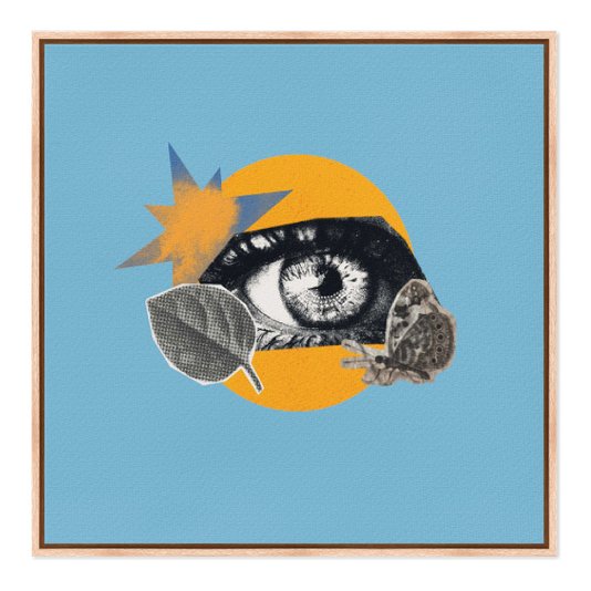 Quadro em Tela Canvas Colagem Abstrata Olho E Forma Geométricas