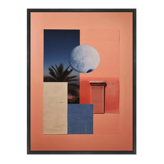 Quadro em Tela Canvas Colagem Abstrata Rosa Com Formas Geométricas