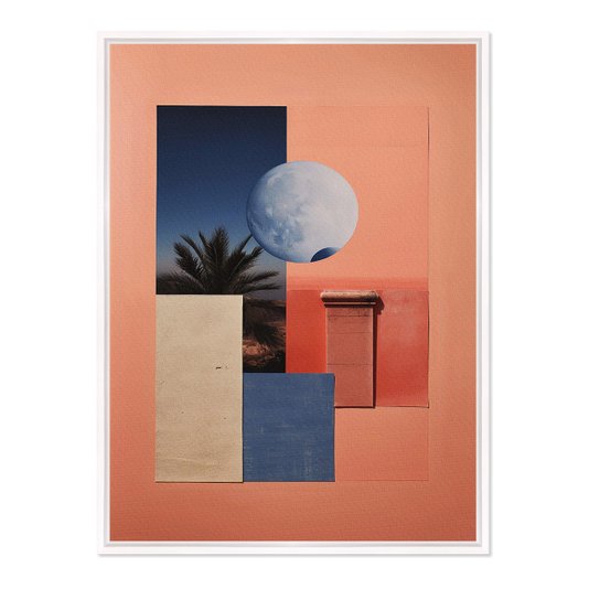 Quadro em Tela Canvas Colagem Abstrata Rosa Com Formas Geométricas