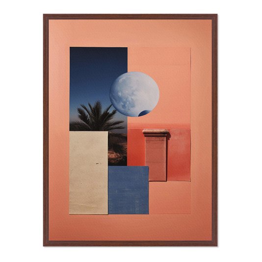 Quadro em Tela Canvas Colagem Abstrata Rosa Com Formas Geométricas