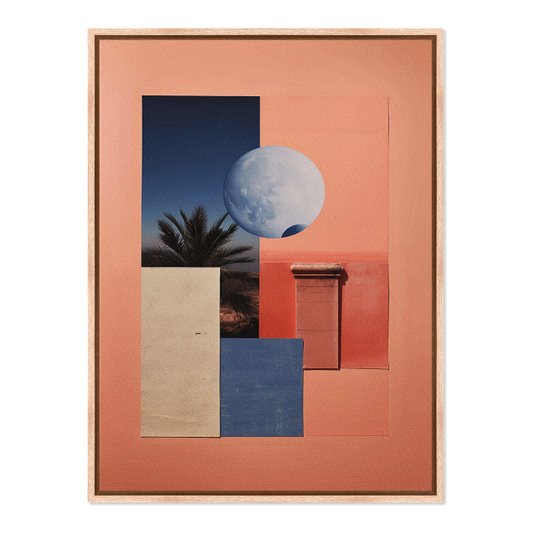 Quadro em Tela Canvas Colagem Abstrata Rosa Com Formas Geométricas