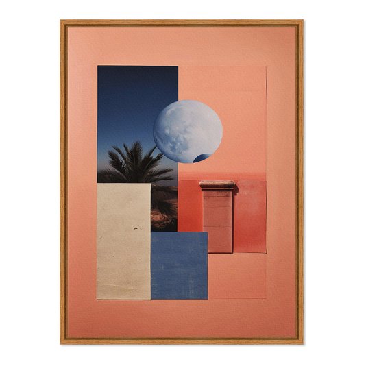Quadro em Tela Canvas Colagem Abstrata Rosa Com Formas Geométricas