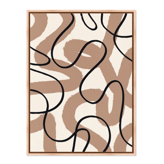 Quadro Em Tela Canvas Curvas Abstratas Estilo Japandi