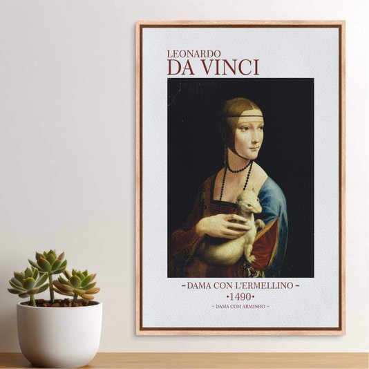 Quadro em Tela Canvas Dama com Arminho de Leonardo da Vinci