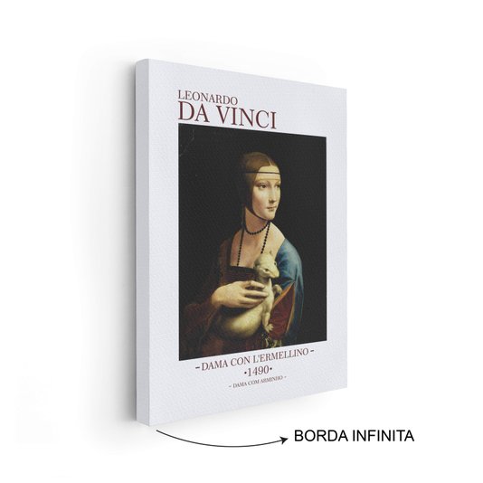 Quadro em Tela Canvas Dama com Arminho de Leonardo da Vinci