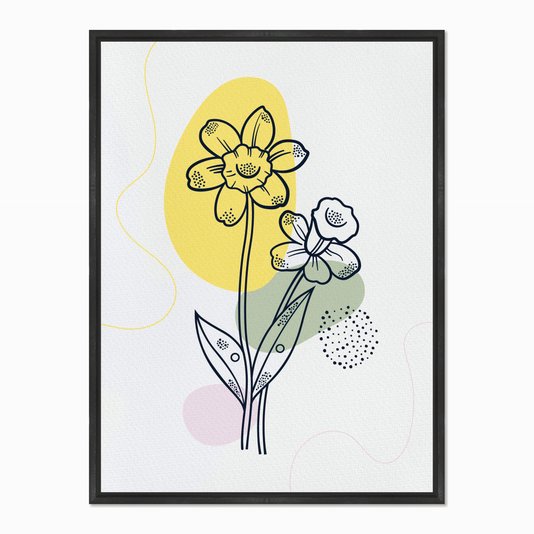 Quadro em Tela Canvas Duas Flores com Fundo Colorido