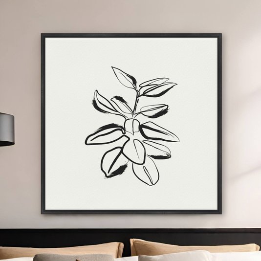 Quadro Em Tela Canvas Esboço Planta Estilo Japandi
