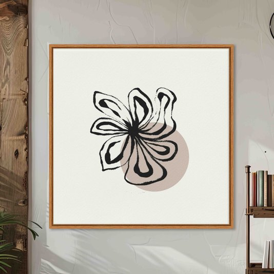 Quadro Em Tela Canvas Flor Efeito Giz Estilo Japandi