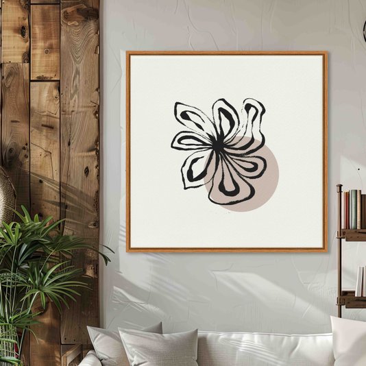 Quadro Em Tela Canvas Flor Efeito Giz Estilo Japandi
