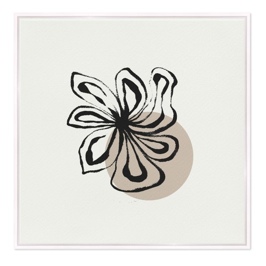 Quadro Em Tela Canvas Flor Efeito Giz Estilo Japandi