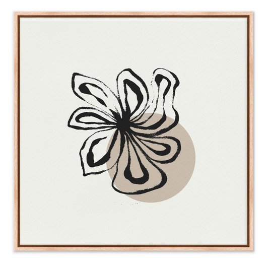 Quadro Em Tela Canvas Flor Efeito Giz Estilo Japandi