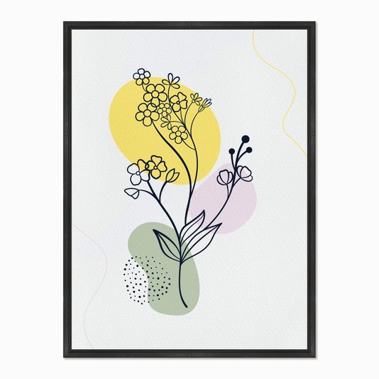 Quadro em Tela Canvas Flores com Fundo Colorido