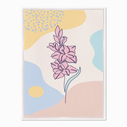 Quadro em Tela Canvas Flores Rosas com Fundo Colorido