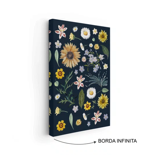 Quadro Em Tela Canvas Flores Silvestres Estilo Modern Heritage