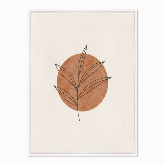 Quadro em Tela Canvas Folha com Círculo Marrom