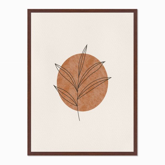 Quadro em Tela Canvas Folha com Círculo Marrom