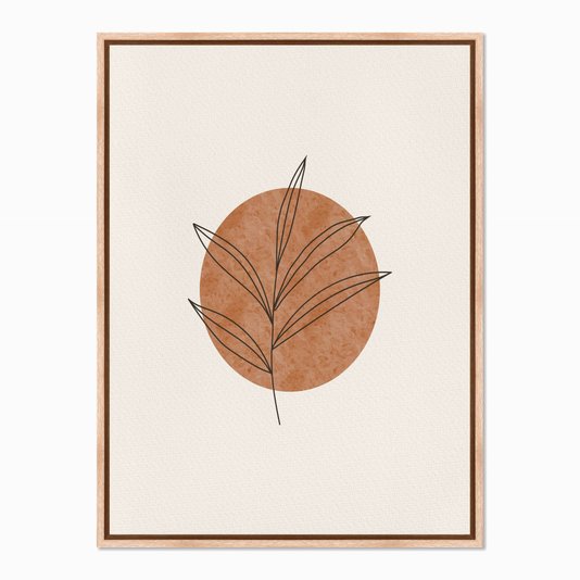 Quadro em Tela Canvas Folha com Círculo Marrom