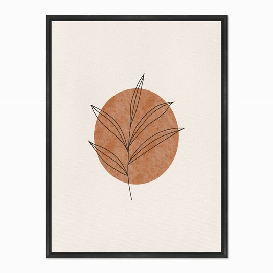Quadro em Tela Canvas Folha com Círculo Marrom