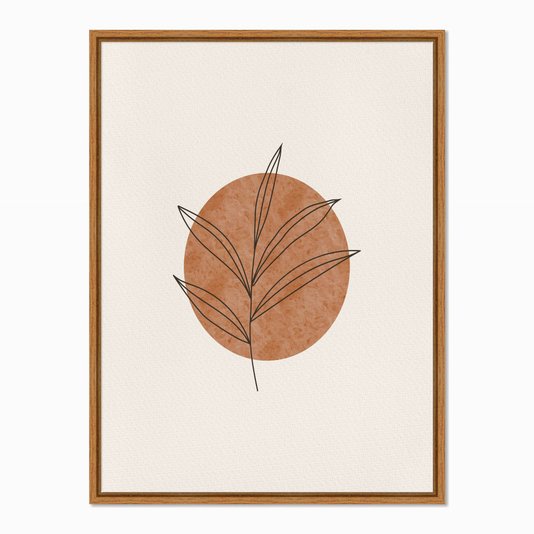 Quadro em Tela Canvas Folha com Círculo Marrom