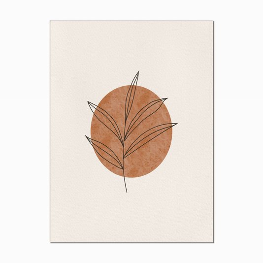 Quadro em Tela Canvas Folha com Círculo Marrom