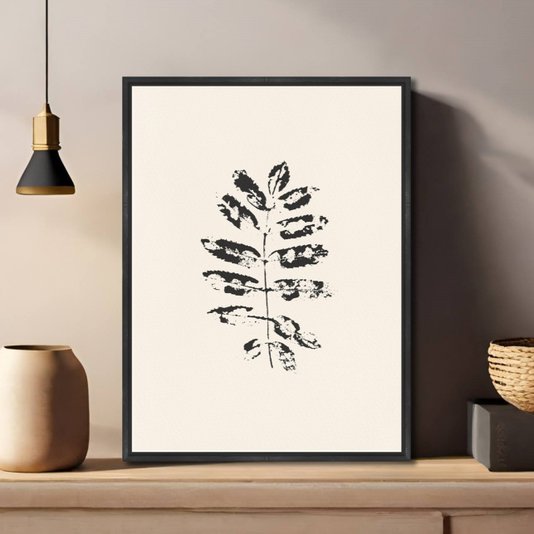 Quadro Em Tela Canvas Folhas Abstratas Minimalistas Estilo Japandi
