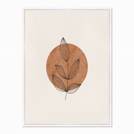 Quadro em Tela Canvas Folhas com Círculo Marrom