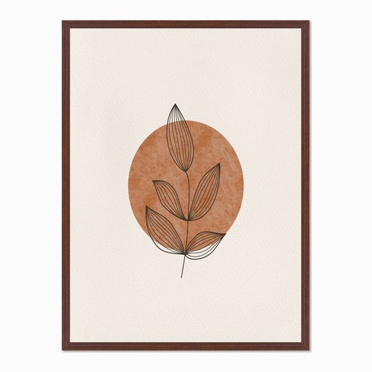 Quadro em Tela Canvas Folhas com Círculo Marrom