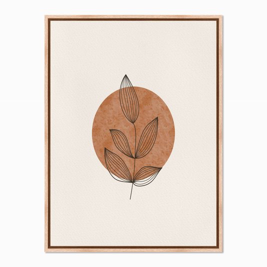 Quadro em Tela Canvas Folhas com Círculo Marrom