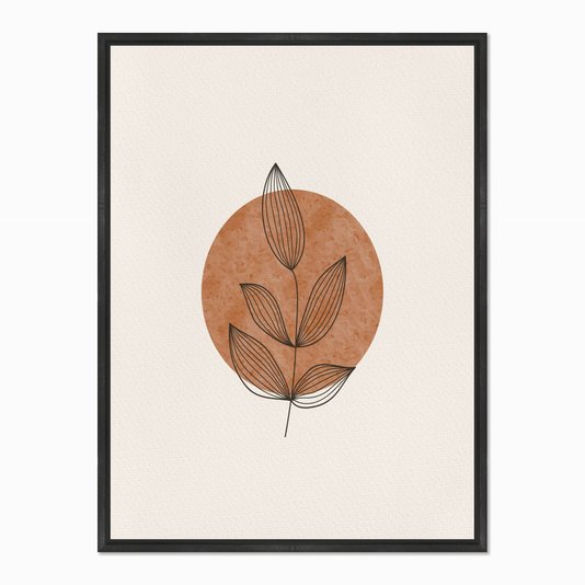 Quadro em Tela Canvas Folhas com Círculo Marrom