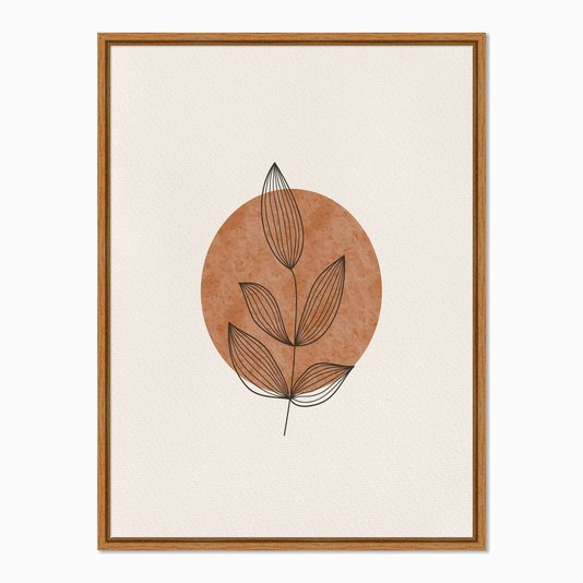 Quadro em Tela Canvas Folhas com Círculo Marrom