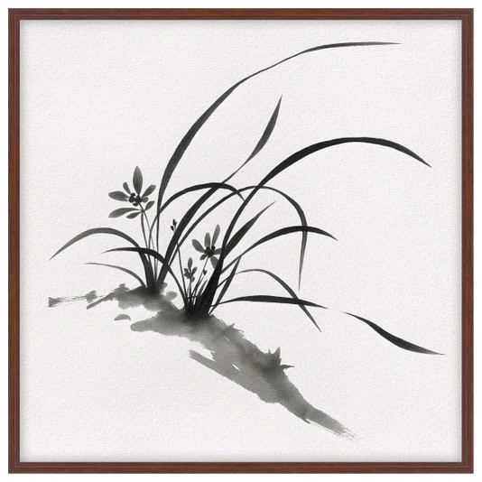 Quadro em Tela Canvas Furan Pintura de Flor Ornamental Orquídea do Samurai no Estilo Sumiê