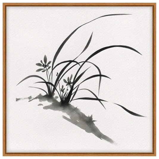 Quadro em Tela Canvas Furan Pintura de Flor Ornamental Orquídea do Samurai no Estilo Sumiê