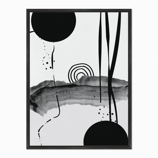Quadro em Tela Canvas Geométrico Círculos Pretos