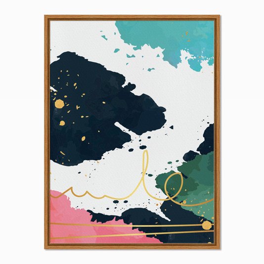 Quadro em Tela Canvas Geométrico Risco Dourado