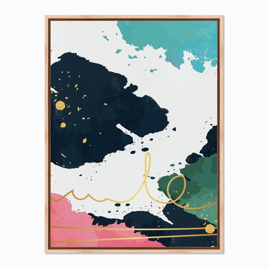 Quadro em Tela Canvas Geométrico Risco Dourado