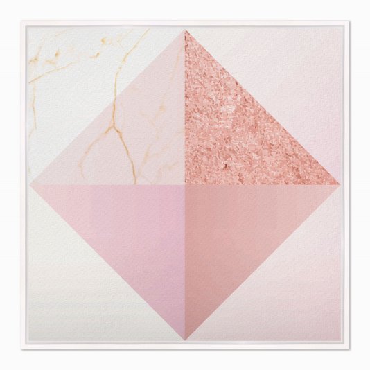 Quadro em Tela Canvas Geométrico Triângulos Rose
